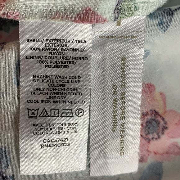 LOFT Floral Tunic Tie Back Bell Sleeve Boho Style Mini Dress Size 14 - Picture 14 of 16